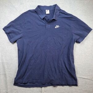 Nike Polo Shirt Mens XXL Navy Blue Embroidered Futura Logo Short Sleeve Pique